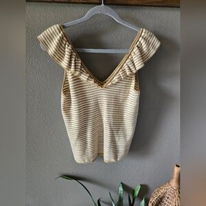 Madewell Belhaven Ruffle Sweater Tank Stripe Merino Wool Blend S Scandi Parisian